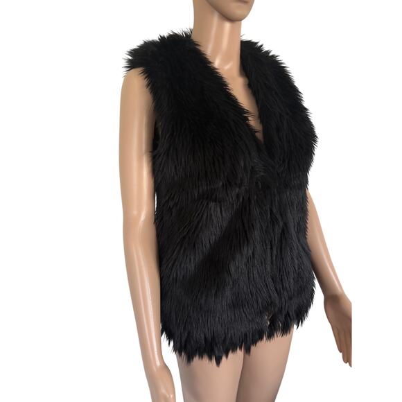 Mob Wife Faux Fur Vest Women’s S Y2K Whimsigoth Rave Grunge Black Fringes - Picture 2 of 9